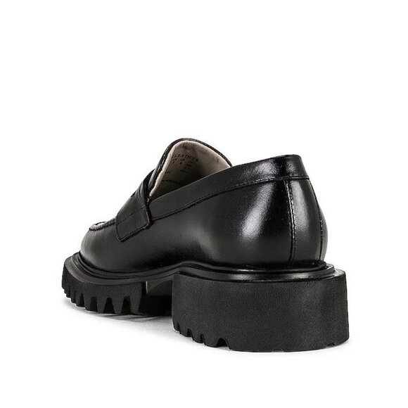 AllSaints Womens Lola Leather Loafers in Black 9 with Box Penny Oxford Shoes - Picture 3 of 16